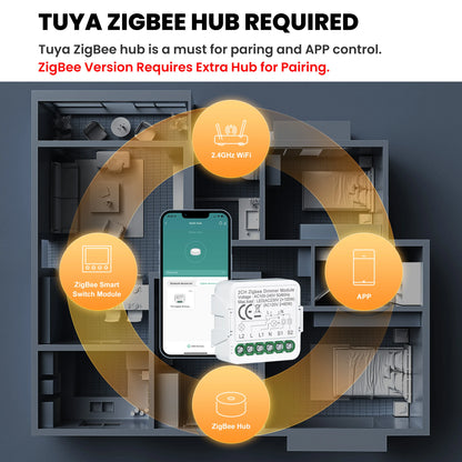 GIRIER Tuya Smart ZigBee 3.0 Dimmer Switch Module WiFi Breaker Relay for Dimmable Bulb Supports 2-way Control Works with Alexa