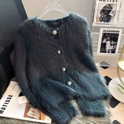 Imitation Mink Cashmere Knitted Cardigan Sweater Coat Women Autumn And Winter 2023 Popular European Soft Cardigan Sweater Female