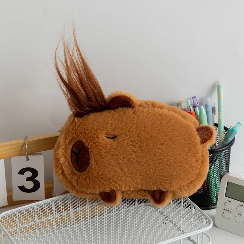 New Cute Capybara Plush Pencil Case Cosmetic Bag Guinea Pig Pen Pouch Large Capacity Pencil Bag School Supplies Stationery Box