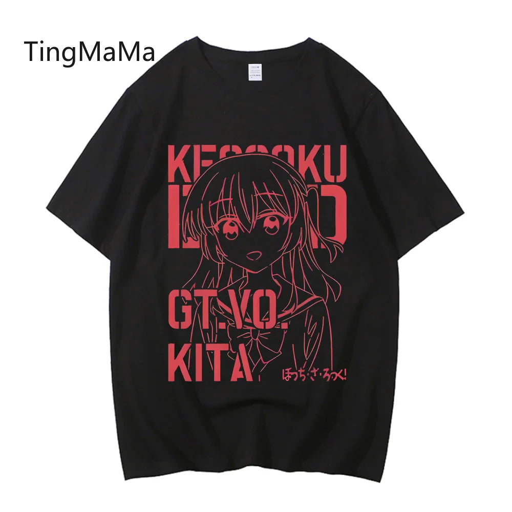 Unisex Anime Cos BOCCHI THE ROCK Hitori Gotoh Ljichi Nijika Cotton Casual Short Sleeve Tees High Quality Streetwear