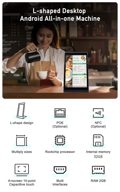 New Android 13 Vertical Screen Menu Machine, Portrait Touch Screen Ordering Kiosk, Customer Rating Device, Loyverse POS Terminal
