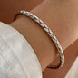 100% Solid 925 Sterling Silver Metal Bracelet for Women Vintage Handmade Simple Retro Black Stone Bracelet Birthday Gift Party