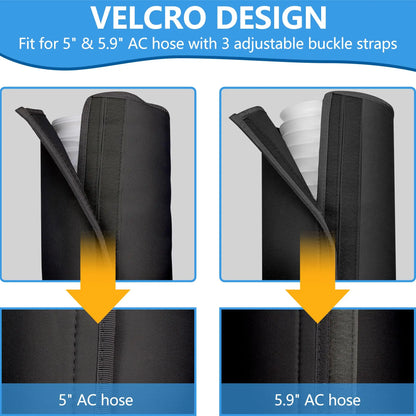 Portable AC Hose Insulation Sleeve Air Conditioner Hose Cover Wrap Fits for 5" & 5.9" Dia Exhaust Hose with 3 Adjustable Straps