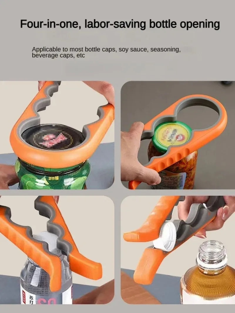 1PC 4-in-1 Multi-Function Non-Slip Kitchen Bottle And Can Opener Twist Labor-Saving Bottle Lid Opener for Easy Home Use