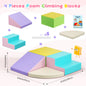 4 Pieces Toddlers Foam Climbing Blocks Leather Cover Kids Developmental Toy Play Gym Indoor Playground Birthday Christmas Gift