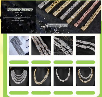 ESKEEM 2/3/4/6Row Full Diamond Bubble Cuban Bracelet 10/13/18/20/22MM CZ Stone Iced Out Hip Hop Jewelry Cuban Bracelet Women Men