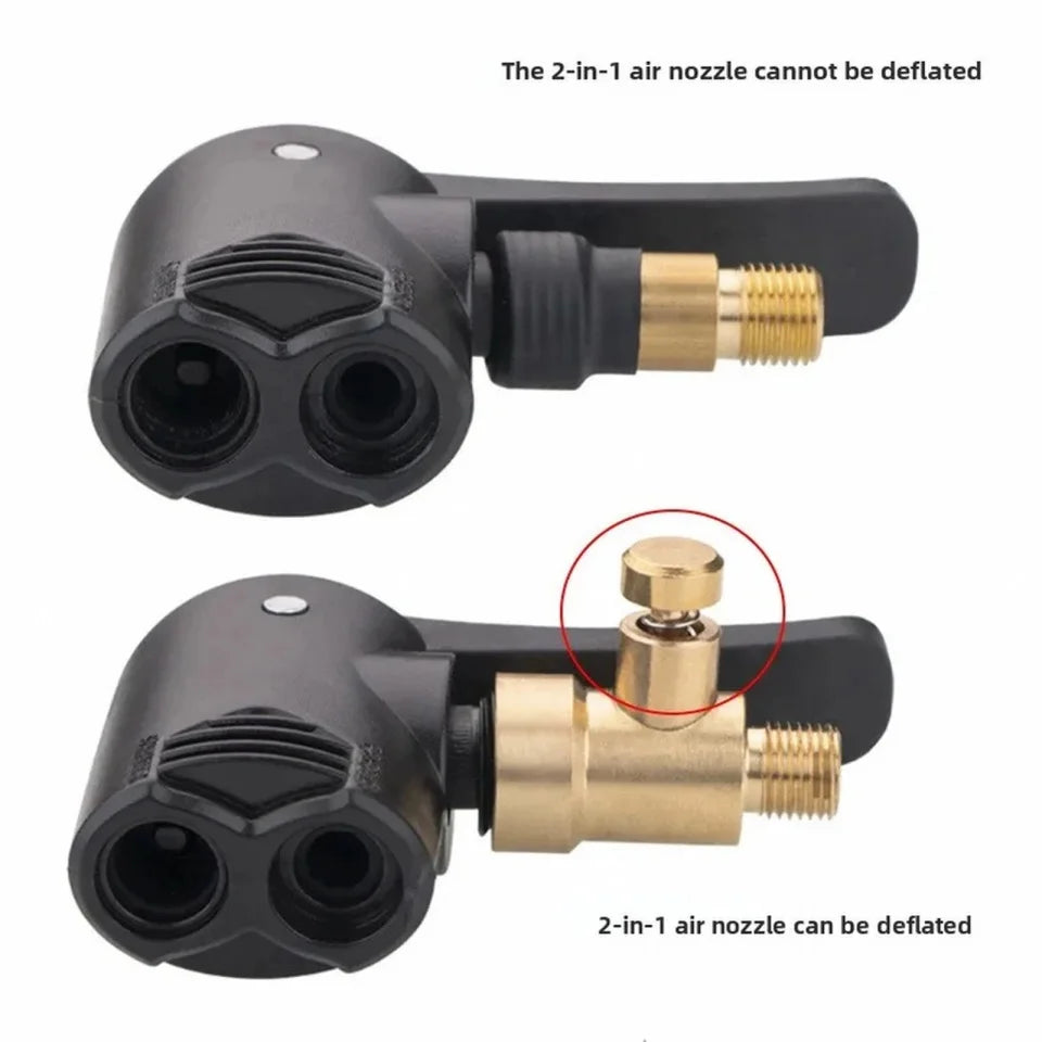 2-in-1 Deflated Schrader/Presta Valve Adapter Portable Tire Air Pump Nozzle Hose Tire Inflator Chuck Inflatable Pump Connector