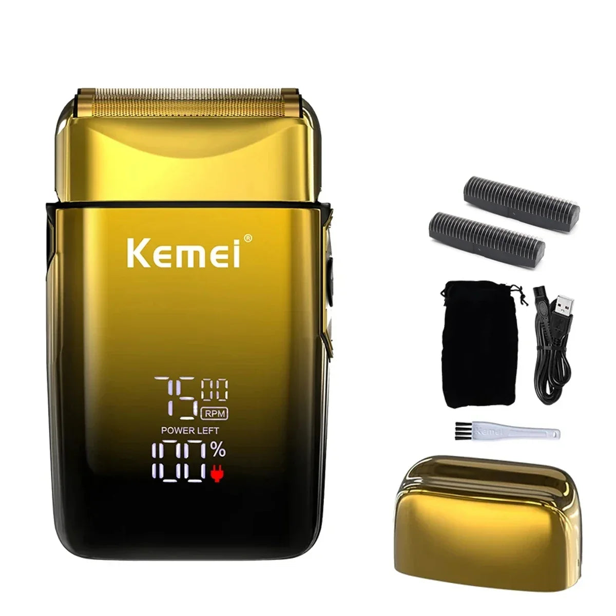 Kemei KM-TX10 Electric Shaver Hair Rechargeable Beard Foil Razor for Men Bald Head Shaving for Men Machine Hair Clippers for Men