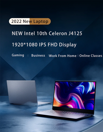 Fingerprint Unlock Intel Laptop 15.6 Inch Windows 10 11 Pro IPS Portable Laptop 12G RAM 128GB/256GB/512GB/1TB SSD HDMI Notebook