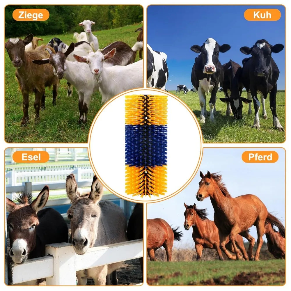 Horse Brush, Livestock Scratching Brush, Goat Brush, Goat Scratching Post, Livestock Scratcher for Horses, Cows, Goats & Pigs Promotes Cleanliness & Skin Health