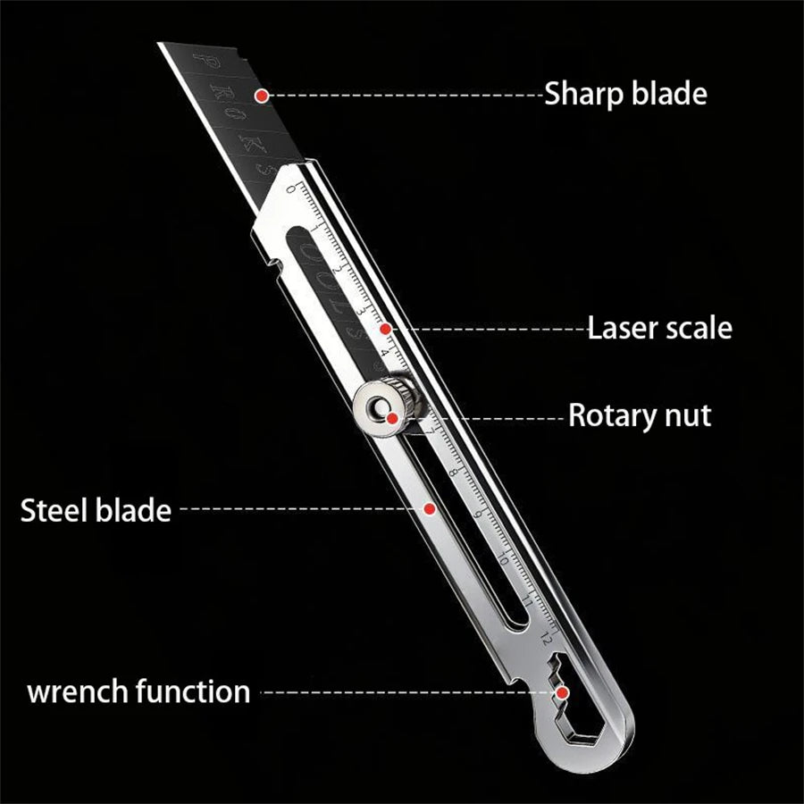 6 in 1 Stainless Steel Utility Knife with Thickened Metal Knife Holder Multifunctional Wallpaper Multifunctional Utility Knife
