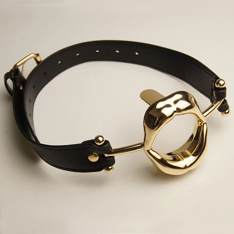 BDSM Metal Ring Tongue Gag, SM Deep Throat Mouth Gags Restraints,SM Bondage,Sex Toys for Couples