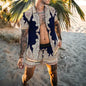 2024 Summer Men's Fashion Leopard Print Short Sleeve Shirt And Shorts Set Beach Style T Shirt Breathable Shorts Two Piece Set