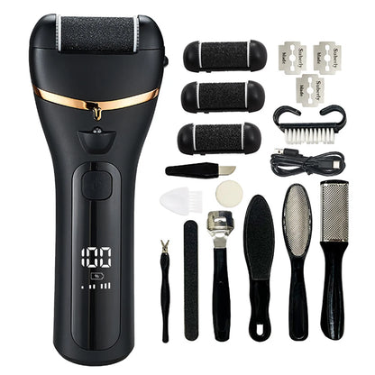 Electric Callus Remover Professional Foot File Pedicure Machine 3 Heads Adjustable Speeds Rechargeable Heel Dead Skin Scrubber