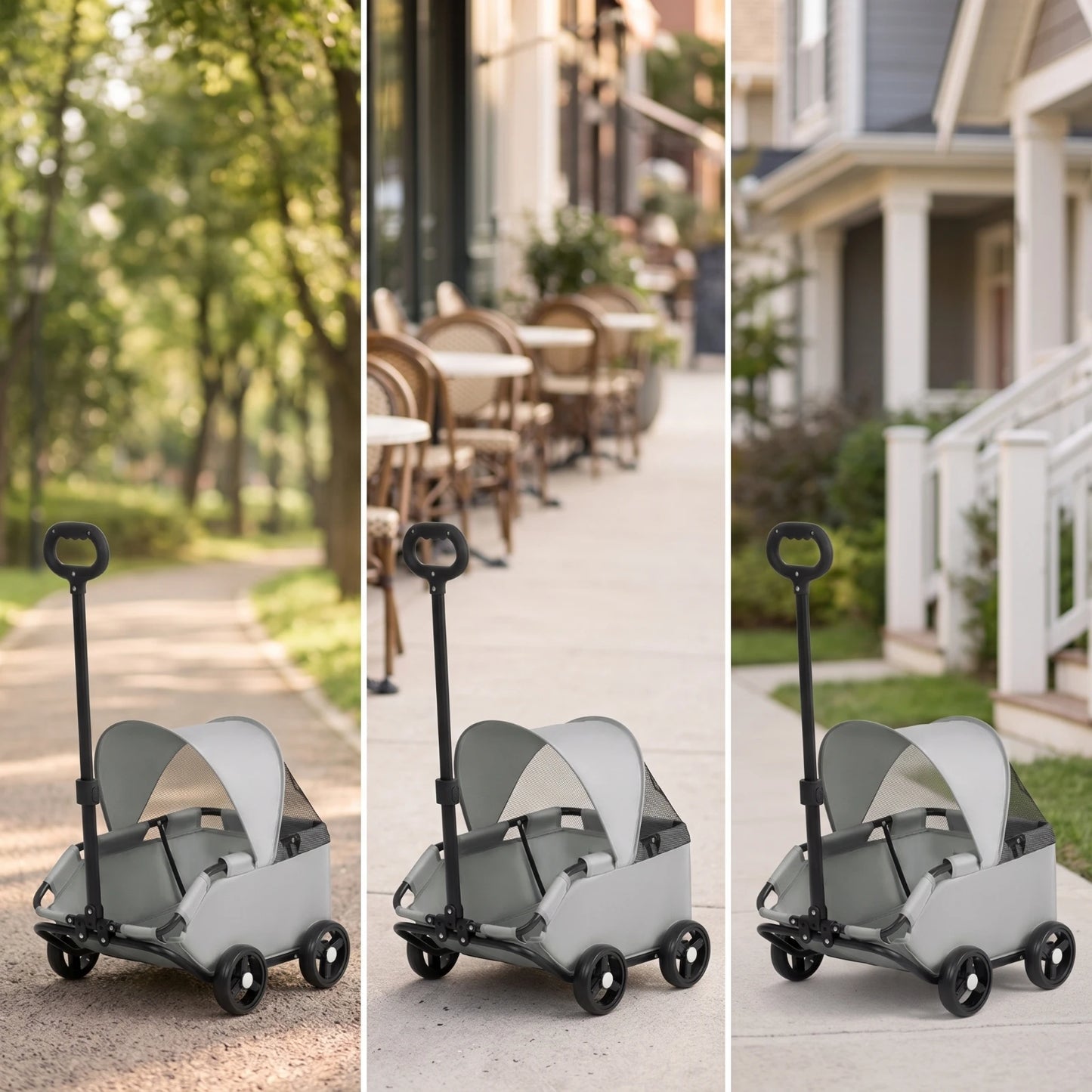 Pet Stroller with Telescopic Handle Folding Foldable Pet Stroller Sturdy Sturdy for Small Dogs, Outdoor Walks, Travel