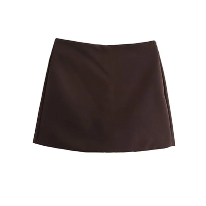 High Waist Solid Skort for Women Fashion Side Zipper Female Shorts Skirts Mujer