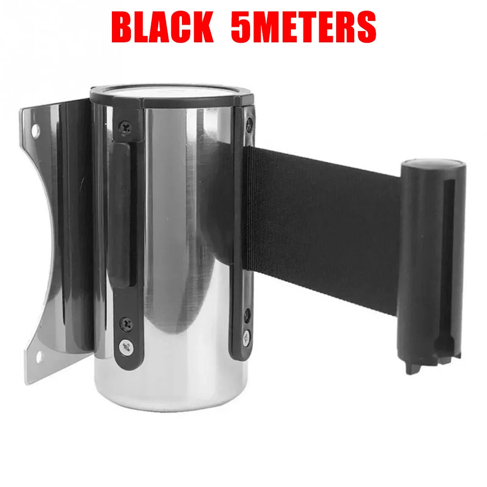 1pc Retractable Ribbon Barrier Crowd Control Outdoor Stainless Steel Wall Mount Red Belt Sport Stanchion Queue Rope Barriers