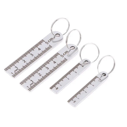 ♥Mini Stainless Steel Ruler Keychain | 1-5cm Portable Measuring Tool Key Rings (Anti-loss Measuring Ruler)