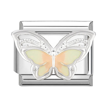 Zircon Pearl Heart Bow Candy Flower Butterfly Italian Charm Links Fit 9mm Stainless Steel Bracelet Personalized DIY Making Gifts