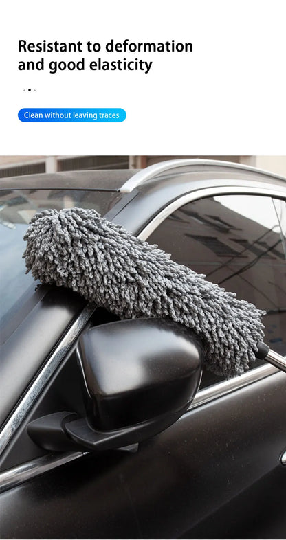 SEAMETAL Retractable Car Duster Stainless Steel Long Handle Dusting Brush Microfiber Dust Remover Car Household Cleaning Tools