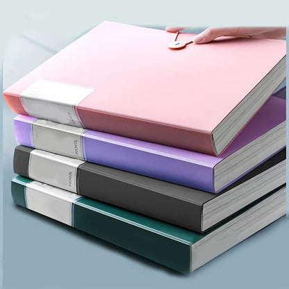 A4 Plastic Folder with 60 Transparent Pages Morandi Tinted Organizer for Students/Certificates/Exams/Pregnancy Documents