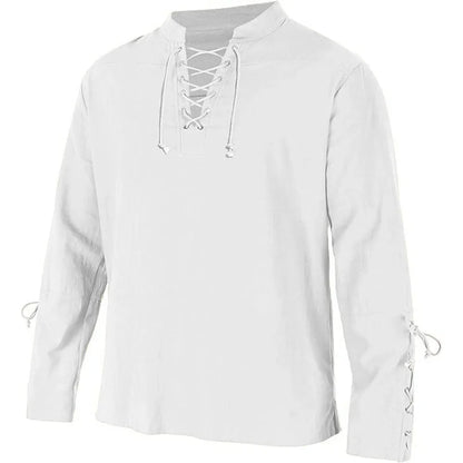 Men's Long Sleeve Shirts Lace Up V-neck Cuff Medieval Pirate Dress Up Streetwear Halloween Gothic Punk Style Men's Clothing