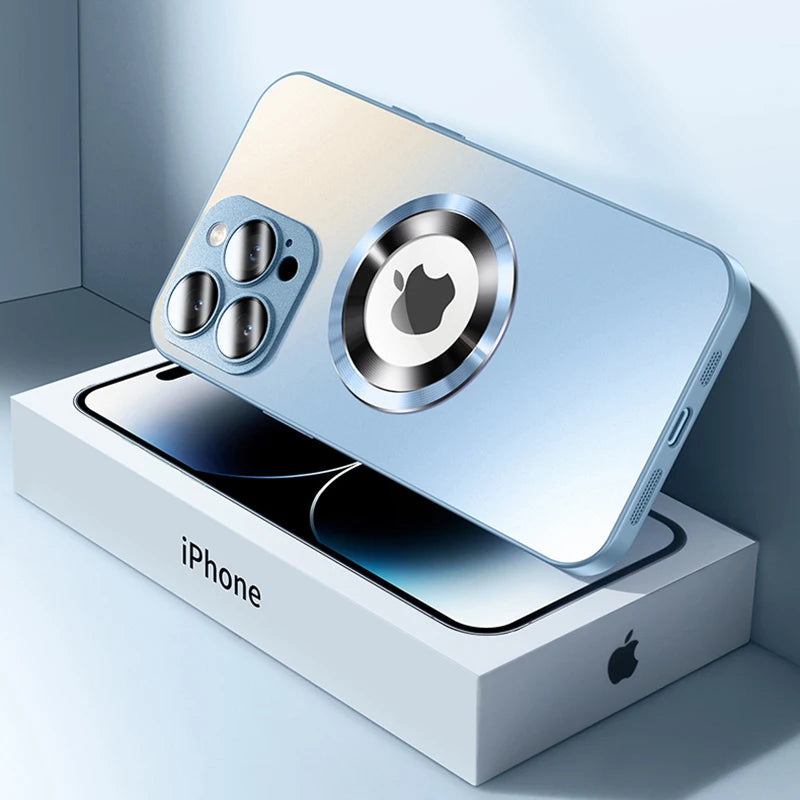 Tempered Glass Matte Magnetic For Magsafe Wireless Charging Case For iPhone 16 15 14 Pro Max Shockproof Soft Hard Bumper Cover