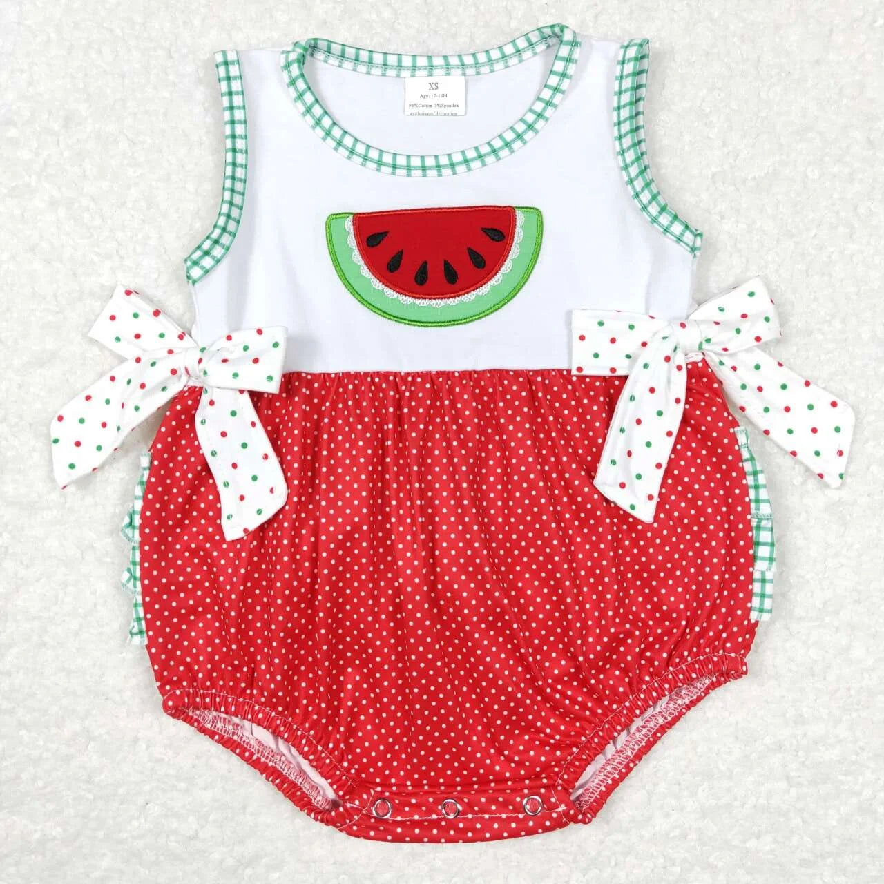 Wholesale Baby Girl Newborn Birthday Balloons Romper Bubble Embroidery Pink Plaid Bows Jumpsuit Kids Toddler Summer Clothes