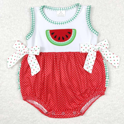 Wholesale Baby Girl Newborn Birthday Balloons Romper Bubble Embroidery Pink Plaid Bows Jumpsuit Kids Toddler Summer Clothes