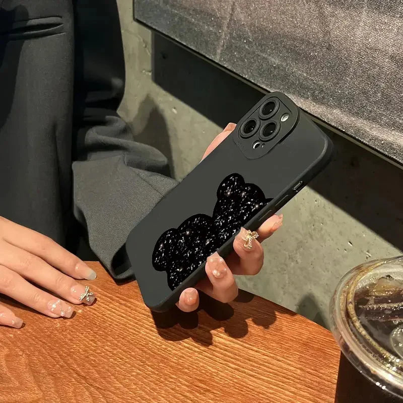 Floral Bear Painting Phone Case For iPhone 17 16 15 14 Pro Max 16E 13 12 11 16 Plus 17 Air Shockproof Soft Silicone Bumper Cover