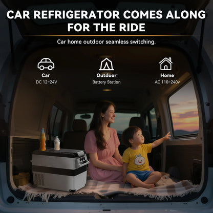 Podofo 35L 45L 55L Portable Car Compressor Refrigerator LED Display Low Noise 12V 24V DC Cooler For Outdoor Camping Travel