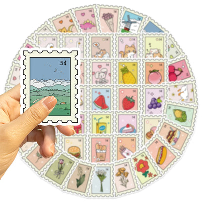 50/100PCS Cartoon Stamps Stickers Decals For Laptop Letter Scrapbook Luggage DIY Aesthetic Waterproof Stickers Creative Gifts