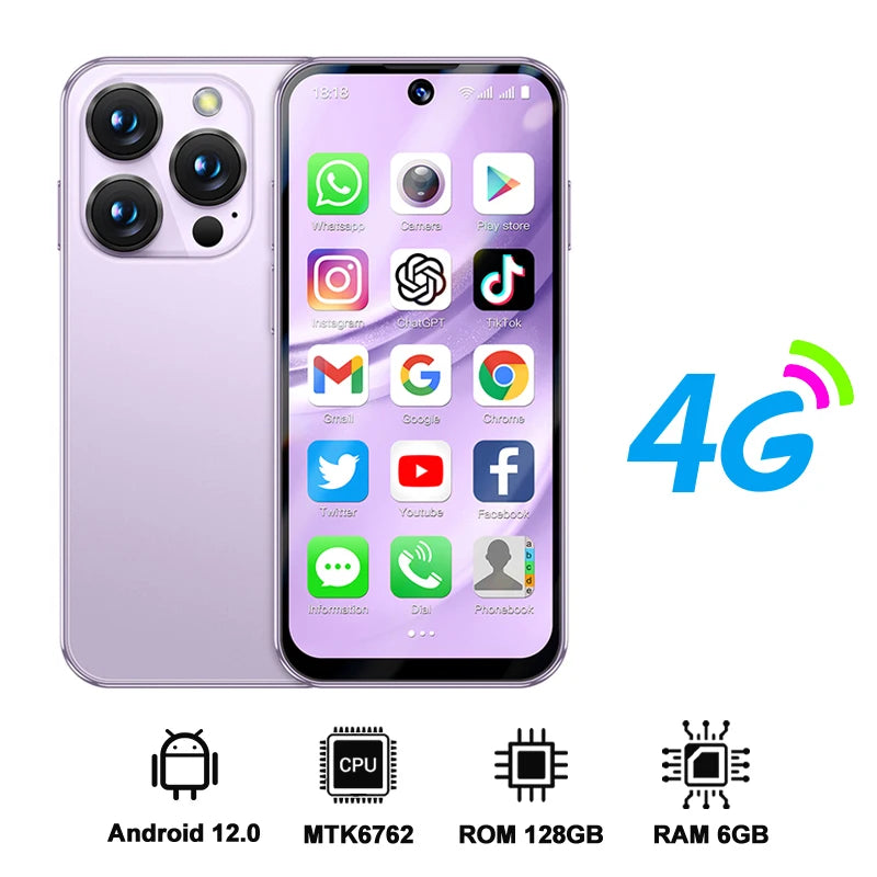 SERVO 19PRO Android Mini Smartphone 4G LTE Dual SIM Standby 6GB RAM 128GB ROM Play Store WiFi OTG 3.88" Screen Small Smart Phone