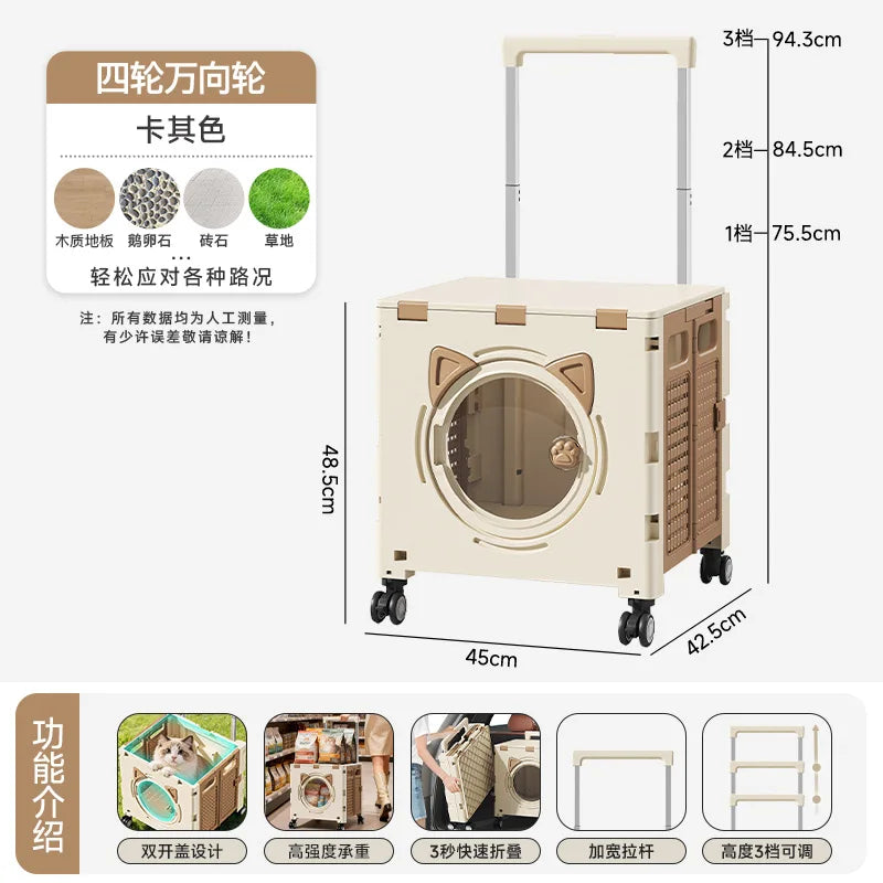 Pet outdoor pet travel trolley cat dog trolley folding shopping cart supermarket household