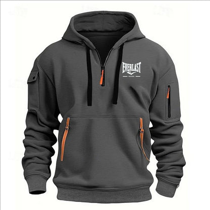 Fashion autumn and winter men's brand clothing multi-zipper design printed hoodie casual sweatshirt loose hooded jumper