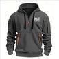 Fashion autumn and winter men's brand clothing multi-zipper design printed hoodie casual sweatshirt loose hooded jumper