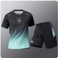 Summer Fitness Men Running Short Sleeve T-Shirt +Shorts Two Piece Set Sportswear Casual Fitness Sports Quick-drying Sets S-4XL