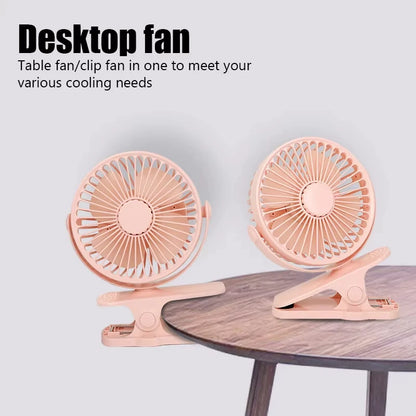 Stroller Fan for Baby Stroller Cart Hanging Fan Clip Mini Fan USB Quiet Electric Clip Fan Home 3 Speed Desktop Small Cooling Fan