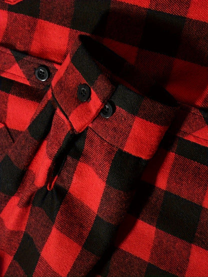 Youth Fashion Street Hooded Plaid Shirt Men's Slim Fit Long Sleeved Shirt Couple Travel Casual Shirt Men's Sports Shirt Jacket