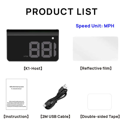 KWHUD HUD Head-up Display Car GPS Digital Speedometer Universal Speed Windshield Projector Plug&Play Auto Electronic Devices