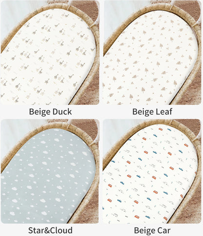 Cartoon Printed Crib Sheet Set Baby Bedding Toddler Mattress & Changing Pad Cover Polyester Cotton Fitted Bassinet Sheets