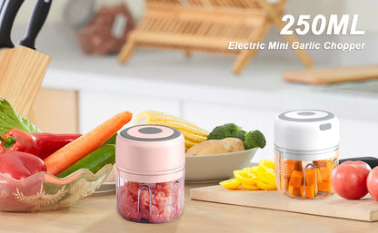 Electric Mini Garlic Chopper USB Meat Grinder Garlic Masher Machine Sturdy Durable Crushed Ginger Vegetable Crusher Kitchenware