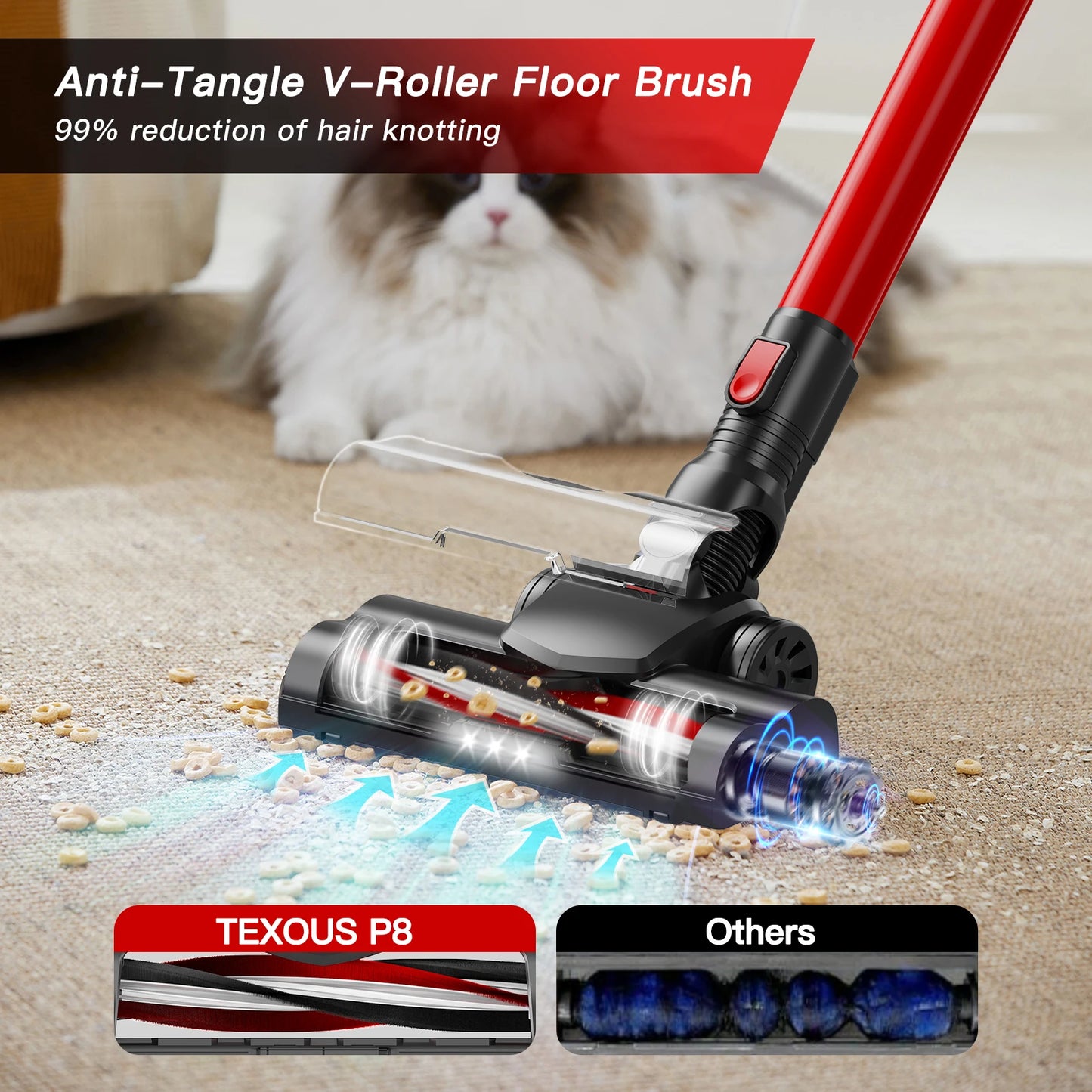 Cordless Vacuum Cleaner, 32KPA Househeld Stick Vacuum Cleaner With LED Lights, Foldable Tube, Washable Hepa Filtration, Self-standing, 4000mAh Battery, Multifunction Accessories, Lightweight Vacuum For Hardwood Floor Carpet P