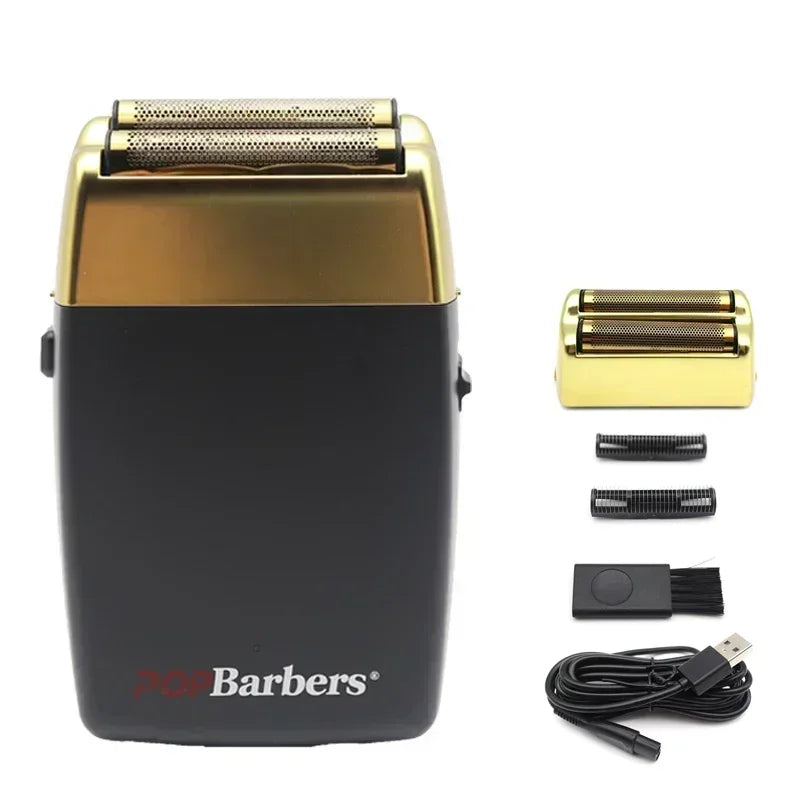 New 11000 RPM 7W Pop Barbers P620 Professional Electric Men's Beard Trimmer Double Foil Shaver Electric Shaver USB Hair Clipper