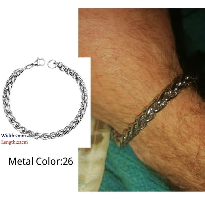 LUXUKISSKIDS Stainless Steel Couple Men/Woman Bracelets Fashion Curb Cuban Link Chains On Hand Rock Bracelet Wrist Jewelry Gifts