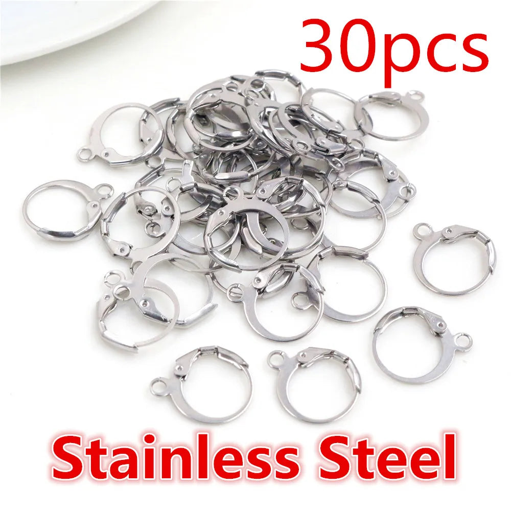 30-50pcs/lot Gold Silver French Lever Earring Hooks Wire Settings Base Hoops Earrings For DIY Jewelry Making Supplies Wholesale