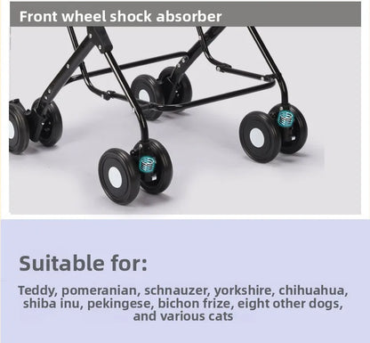 Detachable Cabin Pet Stroller Lightweight Foldable Cat Dog Trolley Outdoor Travel Hand Push Cart for Small & Medium Sized Pets