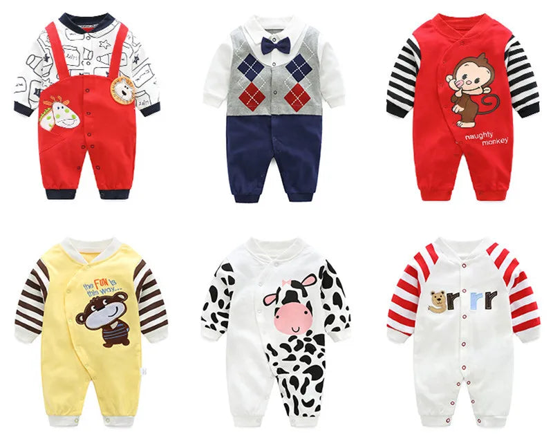 Spring Autumn Newborn Baby Boy Rompers Cotton Girls Clothes 0 to 12 Months Comfortable Babies Jumpsuits Clothing Onesies