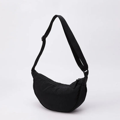 Nylon fabric zipper crossbody bag for men and women, crescent-shaped dumpling bag under the armpits, large capacity