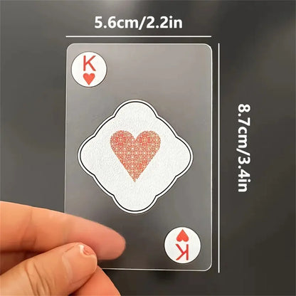 Vandeniui atsparūs permatomi plastikiniai žaidimų kortelių rinkiniai (2 vnt.) – kūrybinės patvarios PVC pokerio kortos stalo žaidimams ir klasikiniams kortų žaidimams